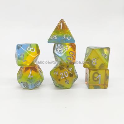 China DND /RPG Games/Education Polyhedral Color Resin Dies Customized Rainbow Die Set for sale