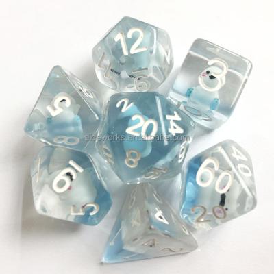 China Custom Clear DND /RPG Games / Education Resin Dice Set dnd Rounded Dice 7pcs Animal for sale