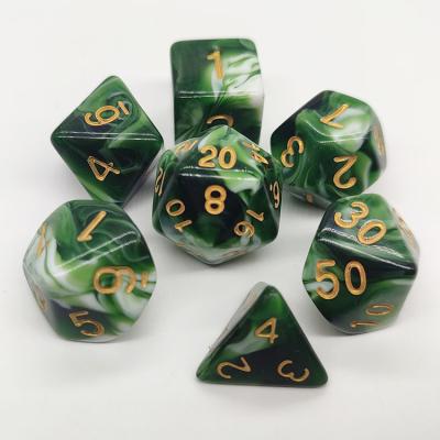 China DND /RPG games Nian diceworks factory swirl plastic die green and white custom made for raging dice RPG for sale