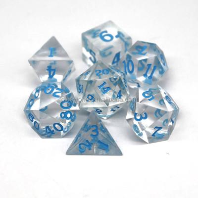 China Polyhedral edge dies set 7pcs dungeons and dragons dies crystal plastic acrylic edge dies for sale