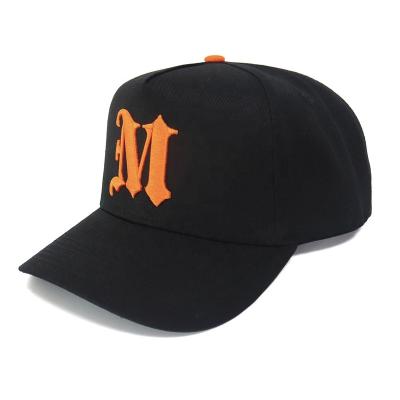 China High Quality COMMON Customize 5 Panel Baseball Hats, Orange Embroidery Logo Baseball Caps, Bulk Hip Hop Hat for sale