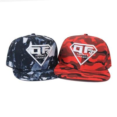 China Custom 6 Joint Panel Service OEM Snapback Flat Cap, Camouflage Snapback Hats With 3D Embroidery Logo, 3D Embroidered Brim Flat Caps for sale