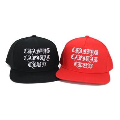 China New Design 5 Panel Flat Brim Hat 100% Cotton Structured Embroidery Logo Plastic Buckle Eyelets Baseball Hats COMMON for sale