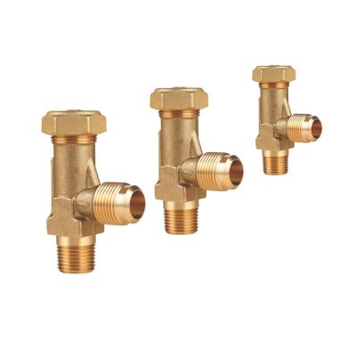 China Refrigeration parts angle pressure relief brass copper safety valve for oil separation pipe refrigeration machine for sale