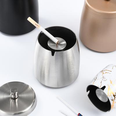 China New Stainless Steel Stainless Steel Ashtray With Lid And Pillar For Extinguishing Cigarette for sale