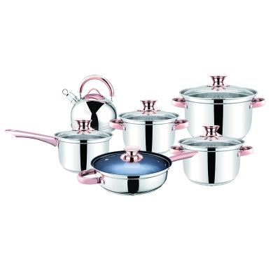 China Factory Outlet Viable Different Type Cookware Set Cooking Pot 12pcs Stainless Steel Cookware Sets for sale