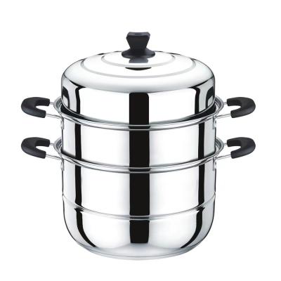 China Sustainable Stainless Steel Cookware 3 Layers Large Pasta Pot Cooking Pot With Steamer for sale