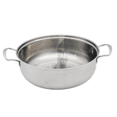 China Factory Wholesale 304 Stainless Steel Two Flavor Pot Shabu Shabu Hot Pot Metal Viable Soup Pot for sale