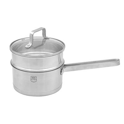 China Sustainable 16cm Double Layer Milk Pot With Steaming Layer Stainless Steel Mini Soup Pot for sale