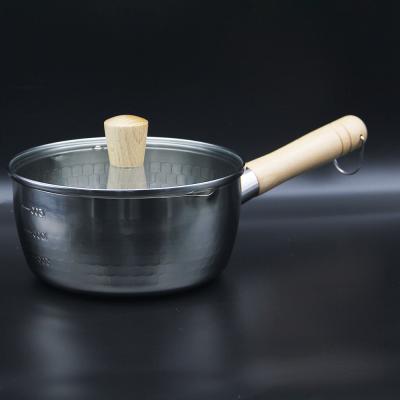 China Factory Outlet Stainless Steel Pot Japanese Style Snow Stocked Casserole And Wooden Handle Soup Pot for sale