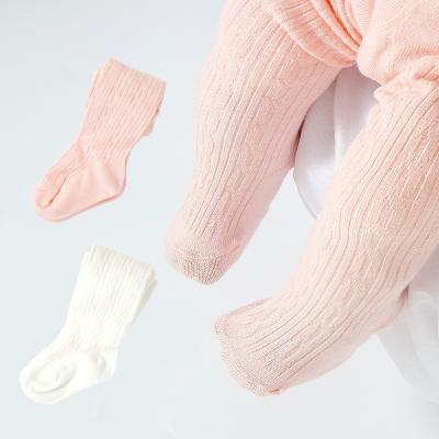 China 2022 High Quality Kids Children Girls 100% Combed Cotton Baby Breathable Infant Toddler Tights Ribbed Cable Knit Tights Pantyhose for sale