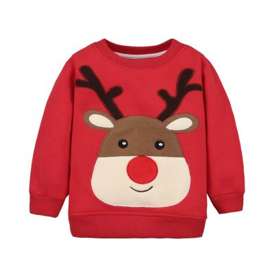 China Kids Christmas Apparel Cotton Cartoon Santa Sweatshirt Fleece Thicken Crewneck Anti-Shrink Sweater for Boys and Girls for sale