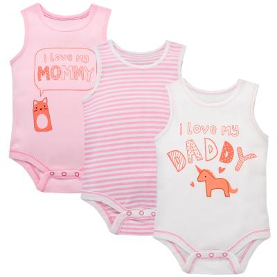 China Baby Clothes Anti-Shrink Equipment Knitting 3 Pack Baby Romper Pajamas Sleeveless Jumpsuits For Baby Summer for sale