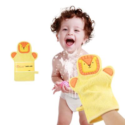 China Cute Eco-Friendly Bath Glove Baby Puppet Washcloths Kids Wash Gloves Bath Sponge Body Scrub For Toddler for sale