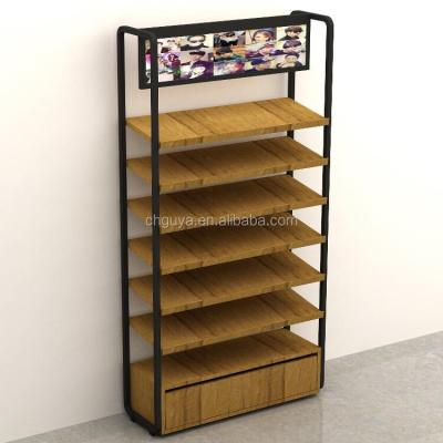 China Modern Shoe Shop Wooden Decoration Furniture Store Shoe Rack Display for sale