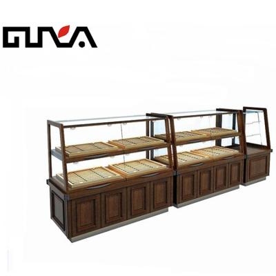 China Eco-friendly Customized Design For Wooden Bread Kiosk Bread Display Showcase for sale