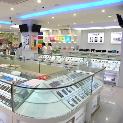 China Wooden Cell Phone Store Show Counter Furniture For Cell Phone Store Decoration for sale