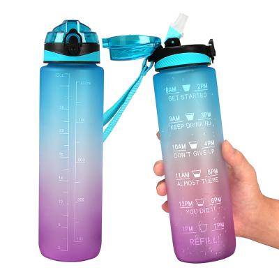 China PORTABLE Leakproof 32oz Water Bottle BPA Free Gym And Outdoor Sports Time Marker Motivational Water Bottle for sale