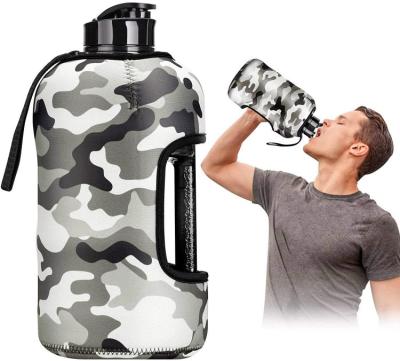 China 2022 New 2.2L Half Gallon PORTABLE Water Bottle With Storage Sleeve And Covered Straw Lid Bpa Free Fashion Gym Custom Water Bottle for sale