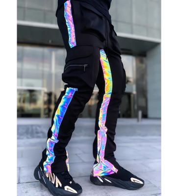 China 2021 New Design Breathable Outdoor Night Running Reflective Striped Pants Shape Trend Fitness Sports Winter Casual Men Pants for sale