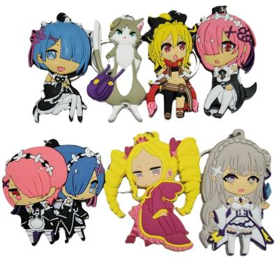 China Anime Plastic Re:Life In A Different World Zero Side Zero Side PVC Cartoon Key Rings Soft Plastic Pendant Toy for sale