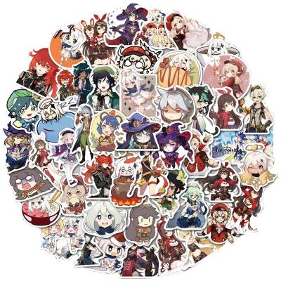 China Diluc Kaeya Klee Aether Lumine Waterproof Suitcase Anime Genshin Impact Stickers Toy 10 Packs/lot Cartoon Laptop Sticker Toy for sale