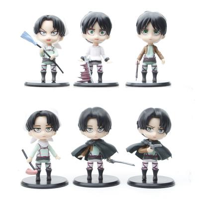 China 6 Pcs Japanese Style Anime Attack/Fate Cartoon Toy 6 on Stand Toy Gift Titan Action Figure Decoration Doll PVC Model for sale