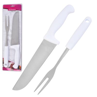 China Sustainable 2-Piece Kitchen Tools Kit Kitchen Chef Knife + Fork Stainless Steel With Plastic Handle for sale