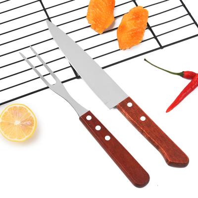 China Sustainable Kitchen Supplies Kitchen Knife Set Chef Knife + Sharpener Stainless Steel Wooden Handle for sale