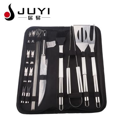 China Amazon Hot Sale 18pcs Easily Cleaned Barbecue Grill Tool Kit With Canvas Bag for sale