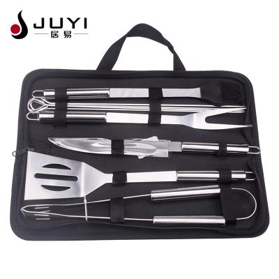 China Amazon Sale 9pcs Stainless Steel BBQ Grill Accessories Hot Easily Cleaned Barbecue Brush with Case Bag for sale