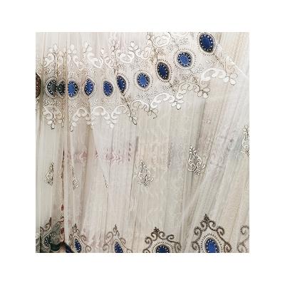 China Wholesale Design Fire Retardant Embroidered Sheer Curtains White Voile Fabric And Living Room Embroidered Curtains for sale