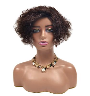 China Other Short Kinky Curly Bob Human Hair Wig For  Women Natural Glueless Brazilian Remy Hair Ombre Brown Fluffy Curl Curl Wigs for sale