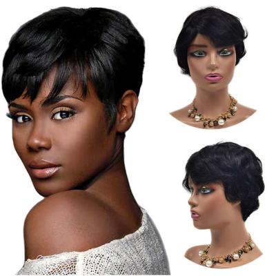 China Other European and American fashion wig human hair Pixie wigs full head cover gradient full mechanism human hair for sale