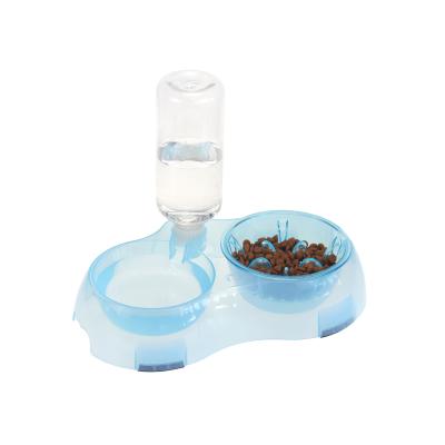 China Storage Crystal Multicolor Pet Food Double Bowl Pet Water Divider Slow Feeder for sale