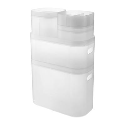 China Sustainable Frosted Transparent Stackable Plastic Cosmetic Storage Box With Plastic Lid for sale