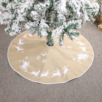 China Khaki Fabric Xmas Tree Skirt 90 cm Sleigh Deer Christmas Tree Tkirt Decoration Christmas Ornaments (Deer, Sleigh) for sale