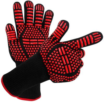 China Anti-skid Heat Resistant Thick Silicone Cooking BBQ Oven BBQ Cooking Mitts Provide Hand Protection for sale