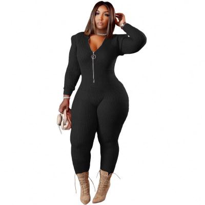 China New Product Women Anti-pilling Zipper Romper Jumpsuit Sweater Set One Piece Overalls for sale