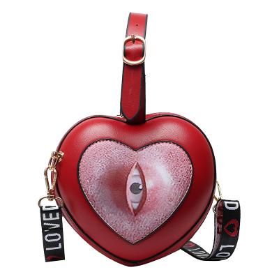 China Unique PU Bag Heart Shaped Women Shoulder Bag Purses Clutches Girl Handbag Small Cross - Body Bags for sale