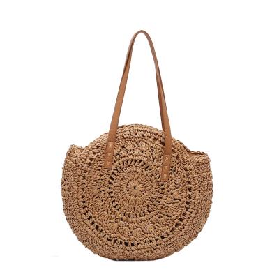 China Folding Hand & Woven Hollow Bag Carry Straw Summer Mesh Vintage Beach Tote Bag Round Large Handbags For Woman for sale