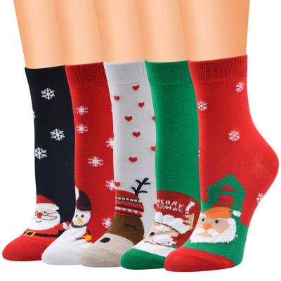 China Wholesale Cotton Sporty Medium Comfortable Free Size Tube Style Women's Custom Christmas Socks for sale