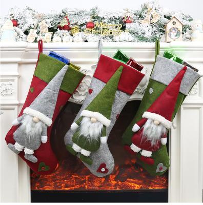 China Nonwoven Fabric Christmas Ornament No Face Santa Claus Doll Knocks Present Bag Farmhouse Door Decoration Christmas Deco for sale