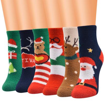 China Christmas Sporty Winter New Year Warm Coral Fleece Bumping Cartoon Printing Manufacturer Custom Slouch Socks for sale