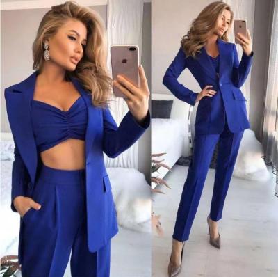 China Anti-wrinkle fashion office sets straight three piece suit long pants long pants top loose jacket long crop bridle suit for sale