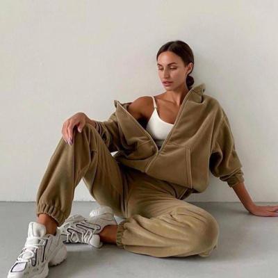 China QUICK DRY Women's Tracksuit Hoodies Pants Jogging Sweatpants Sets Winter Fleece Jogger Sports Suit Sweatshirt for sale