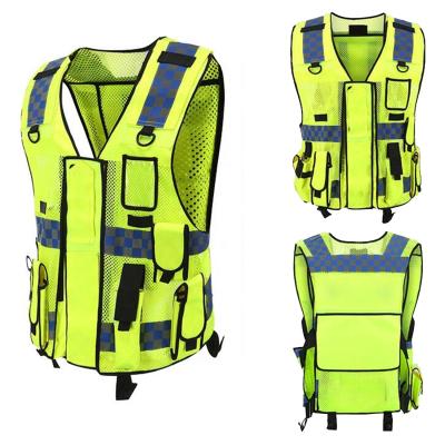 China Running Multi Rescue Training Visibility Security Pockets 120g Gsm Motorcycle Safety Vests Recycling Vests Reflective For Men for sale