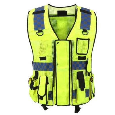 China Certification Reflective Uniform Highlight CE Fashion Safety Traffic Light Police Breathable Yellow Tactical Vest for sale