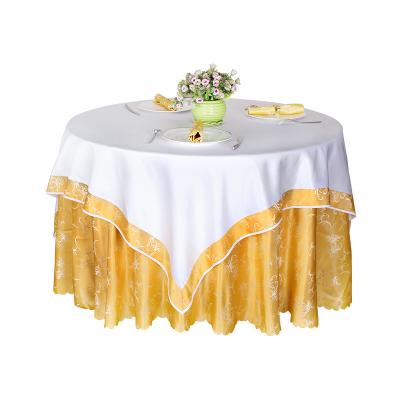 China Custom Waterproof Jacquard Round Tablecloth Hotel Wedding Table Skirt Household Living Room Tea Tablecloth for sale