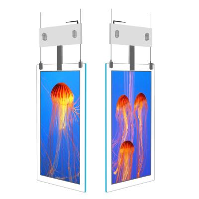 China Metal+Powder Coating Shop Double Side Transparent Hanging LCD Display Indoor Vertical Digital Signage Advertise Advertisement Player for sale